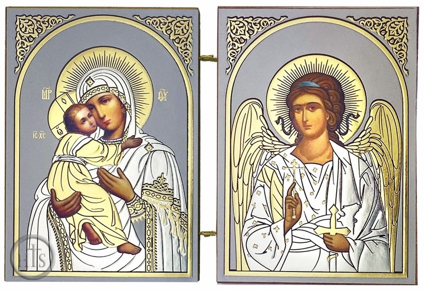 Pic - Virgin of Vladimir / Guardian Angel, Orthodox Mini Diptych
