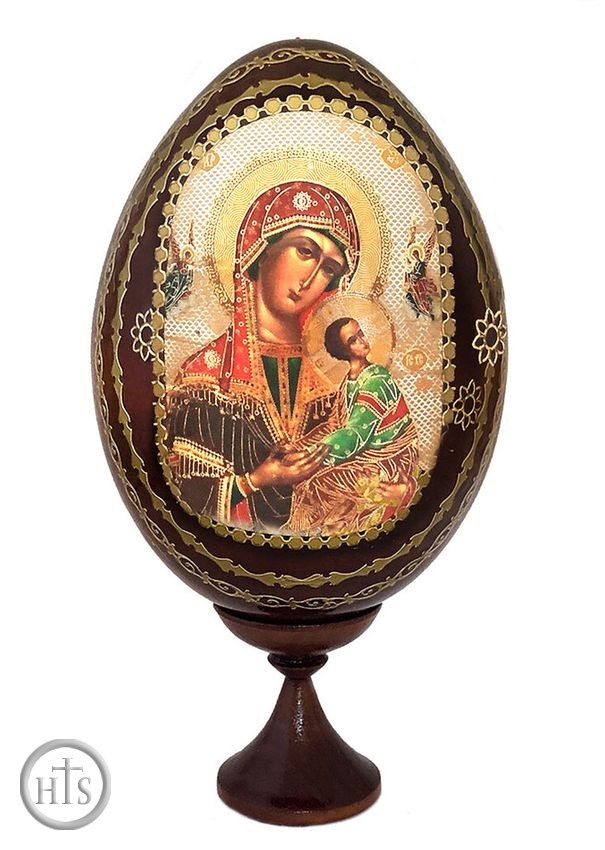 Product Photo - Virgin of Passions - Lady of Perpetual Help, Icon Egg with Stand 