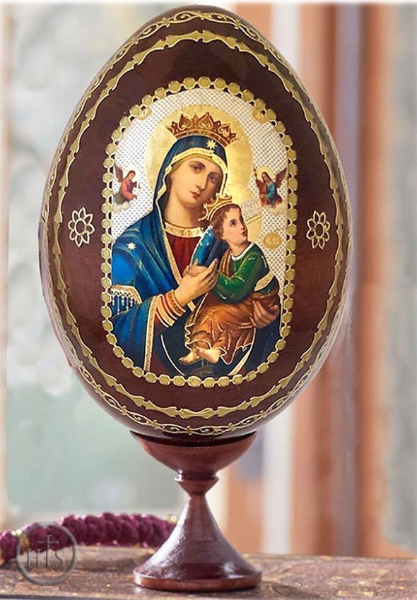 Product Photo - Virgin of Passions - Lady of Perpetual Help, Icon Egg with Stand 