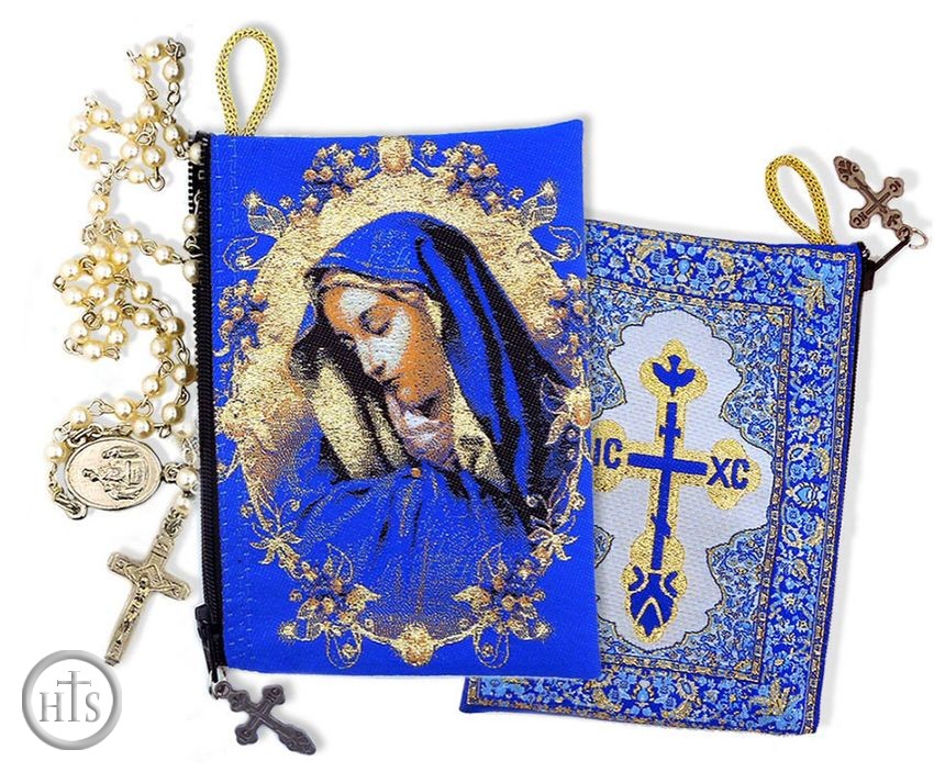 HolyTrinityStore Picture - Virgin Mary of Sorrows Rosary Icon Pouch Case