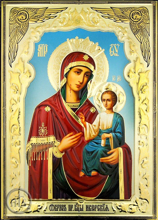 Product Pic - Virgin Mary Iverskaya, Gold  Embossed Orthodox Christian Icon
