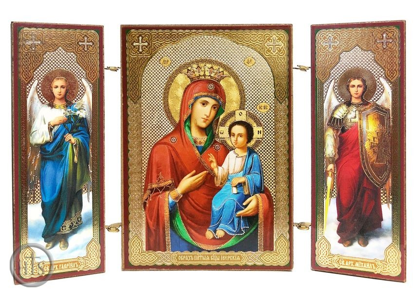 Product Picture - Virgin Mary Iverskaya  / Archangels Michael and Gabriel, Mini Triptych 