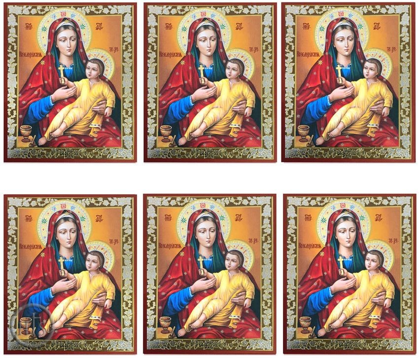 Image - Virgin Mary Kozelianskaya, Set of 6 Gold Foiled Laminated Cards