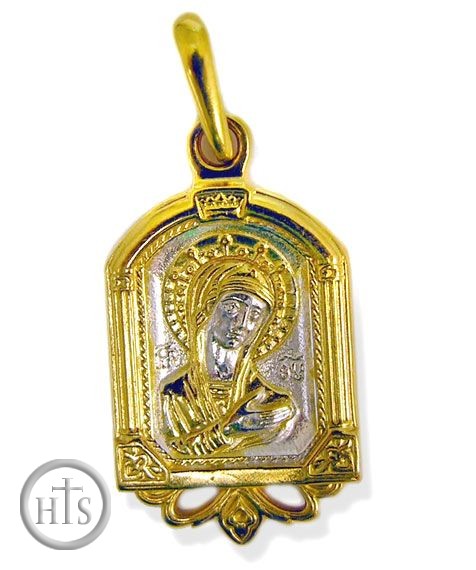 Picture - Virgin Mary, Sterling Silver Gold Plated Pendant 