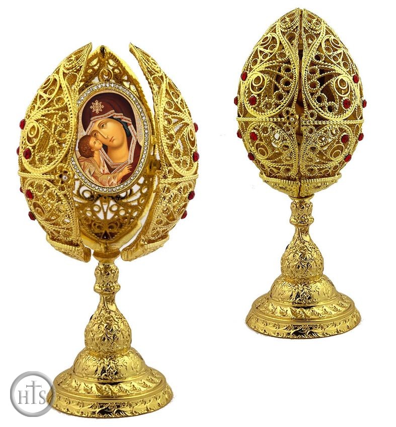 Product Pic - Virgin Mary of Don, Filigree Style Icon Egg, 6