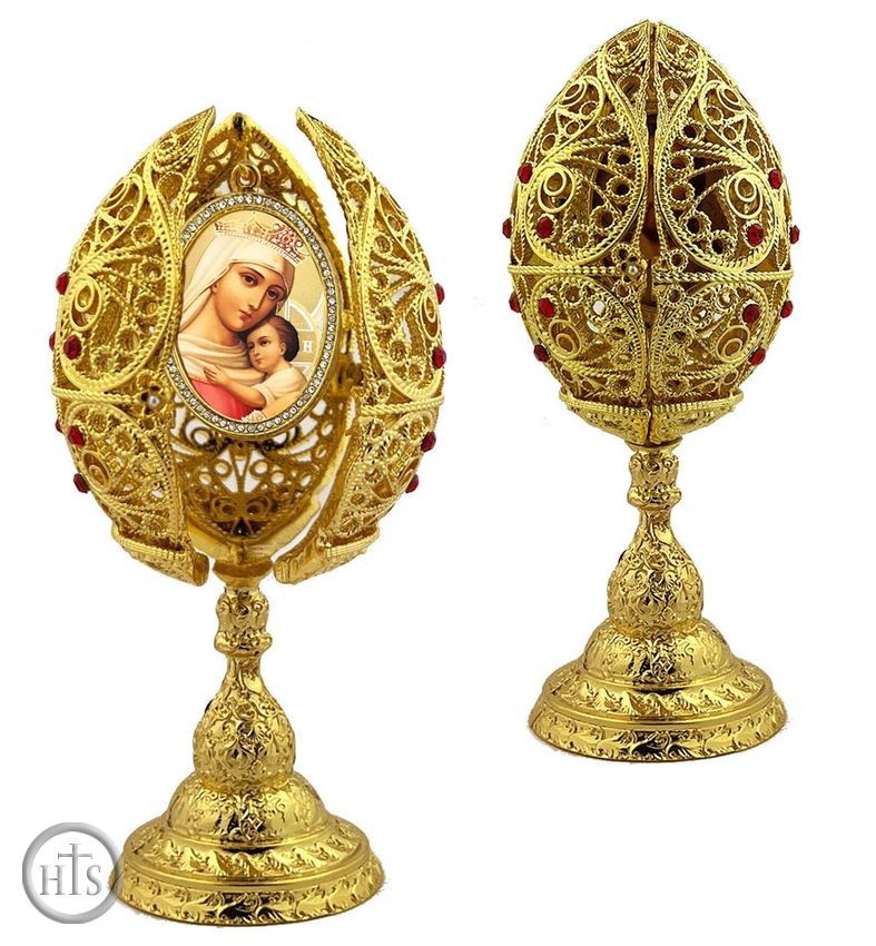Product Pic - Virgin Mary of Hope, Filigree Style Icon Egg, 6