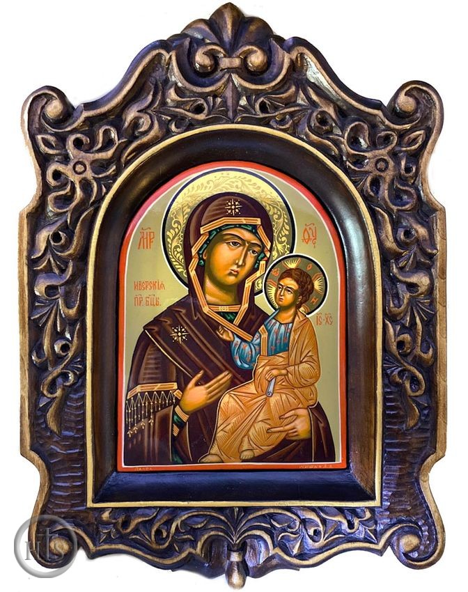 Pic - Virgin Mary Portaitissa (Iverskaya), Hand Painted Icon in Shrine
