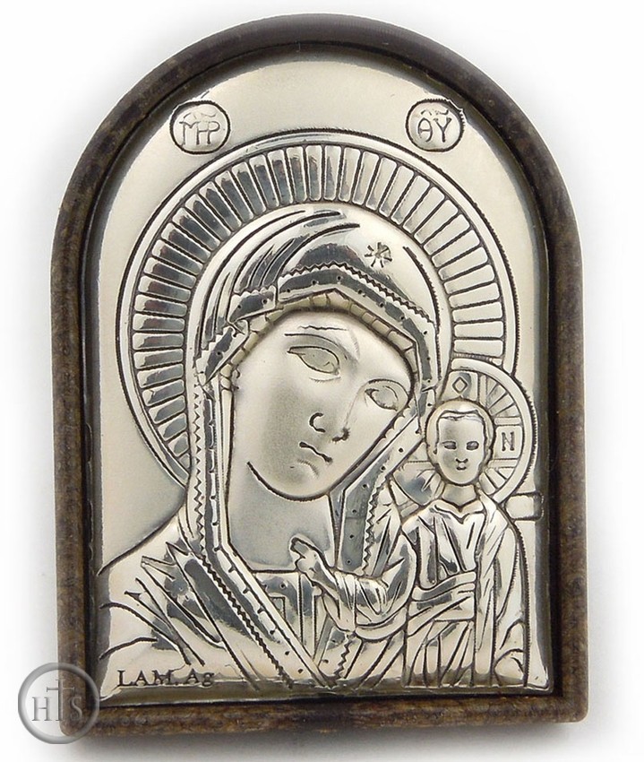 HolyTrinity Pic - Virgin of Kazan,  Silver Mini Icon with Stand