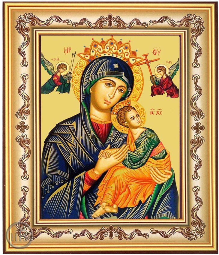 HolyTrinity Pic - Virgin Mary Perpetual Help, Framed Orthodox Icon with Stand