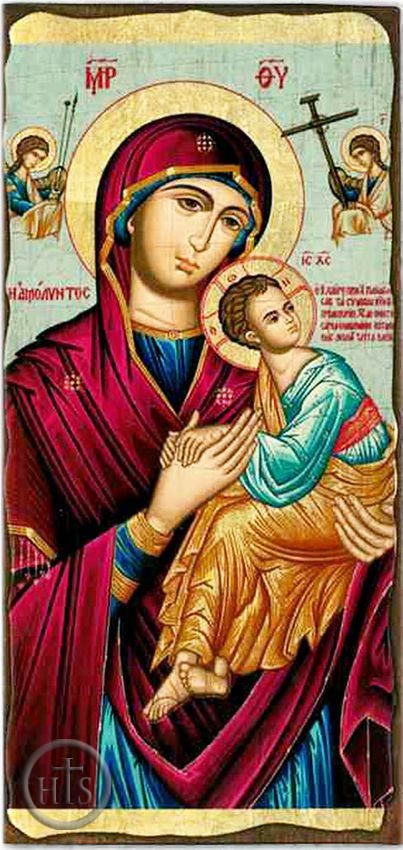 HolyTrinityStore Picture - Virgin Mary Perpetual Help (In Red), Greek Serigraph Panel Icon