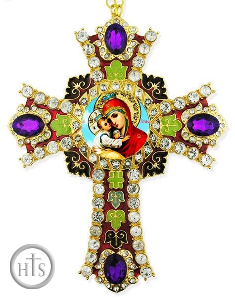Image - Virgin Mary of Pochaev (Pochaevskaya) Icon in  Jeweled Wall Cross 