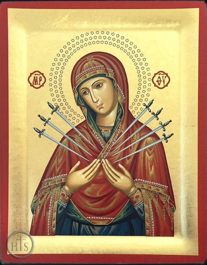 HolyTrinity Pic - Virgin Mary of Sorrows - Seven Swords,  Serigraph Orthodox Icon