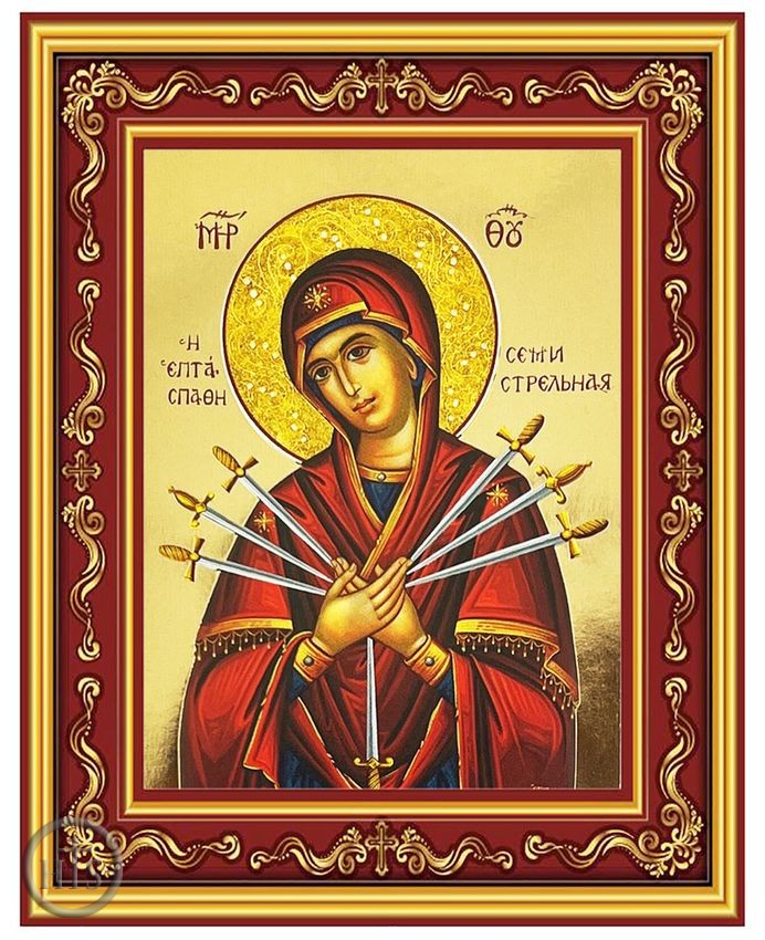 Photo - Virgin Mary of Sorrows, Greek Byzantine Orthodox Icon in Frame