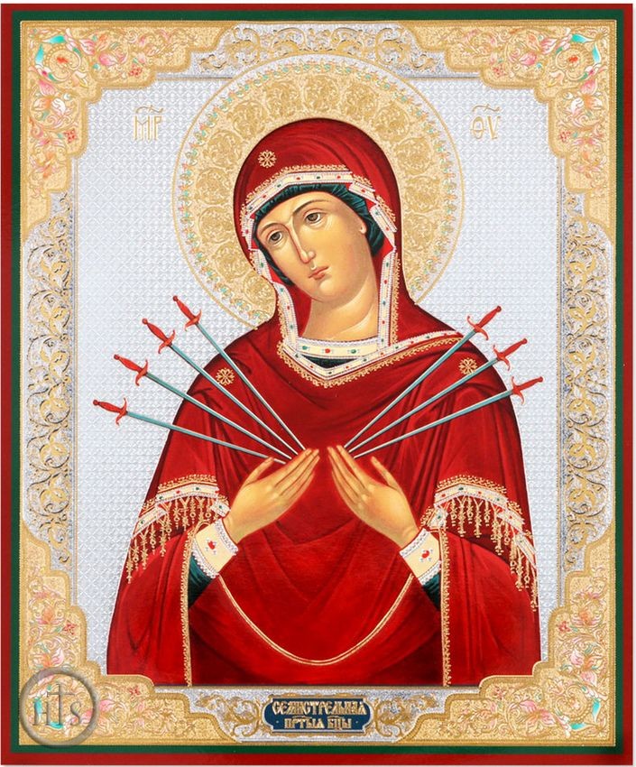 Pic - Virgin Mary of Sorrows, Orthodox Christian Gold Foil Icon