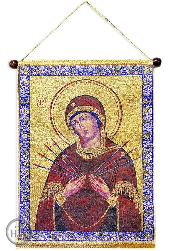 Product Pic - Virgin Mary of Sorrows, Hanging Tapestry Icon Banner 