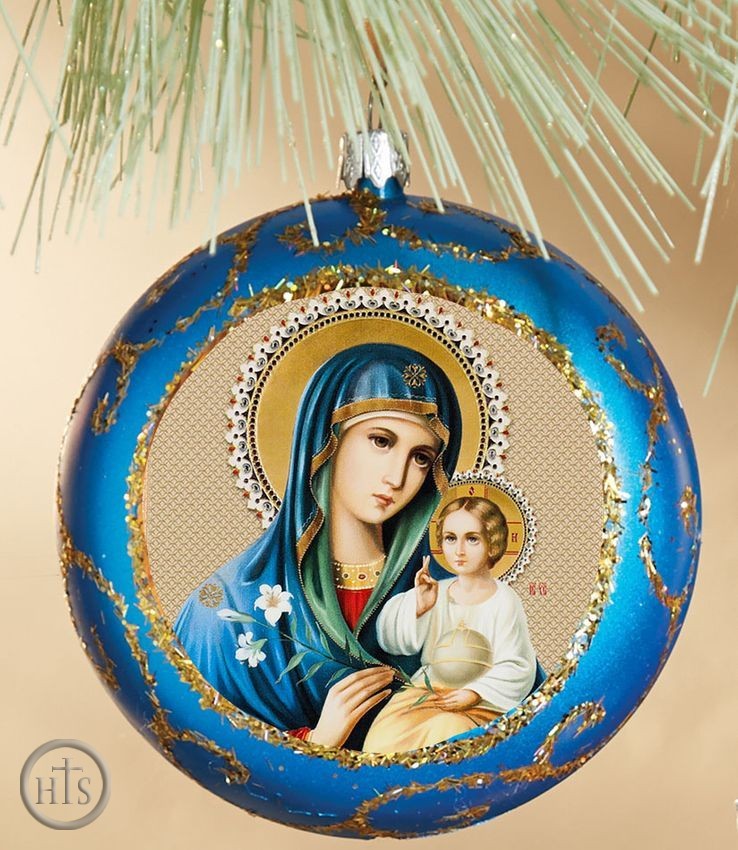 Product Picture - Virgin Mary Eternal Bloom, Round Christmas Ornament, Blue