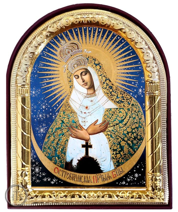 Product Image - Virgin Mary Ostrobramska, Arched Orthodox Icon with Stand