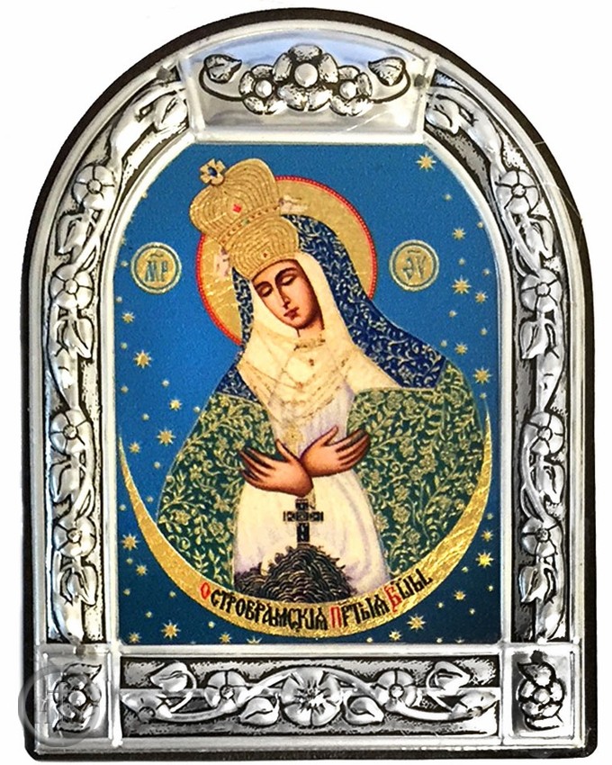 Product Photo - Virgin Mary Ostrobramska, Serigraph  Icon in Brushed Metal Frame