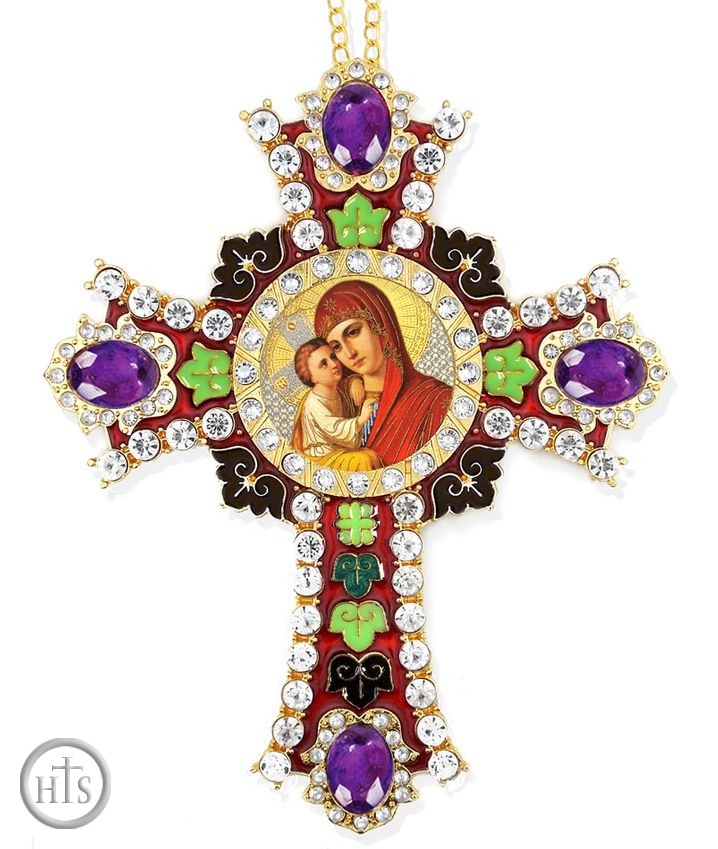 Product Photo - Madonna and Child, Icon in  Jeweled Wall Cross 