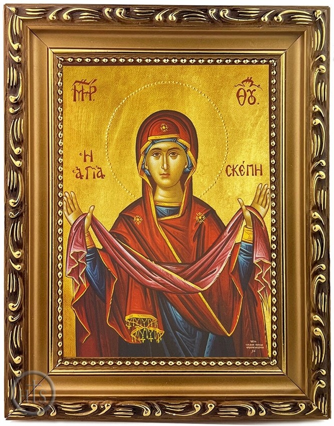Photo - Protection (Pokrov) of the Virgin Mary, Framed Byzantine Greek Icon