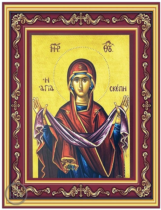 Product Picture - Protection (Pokrov) of the Virgin Mary, Framed Byzantine Greek Icon