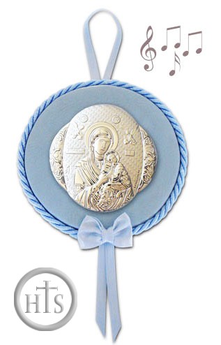 Product Picture - Virgin of Passion, Laminated Silver Icon with Music