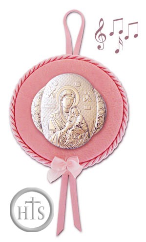 Product Image - Virgin of Passion, Laminated Silver Icon with Music, Pink