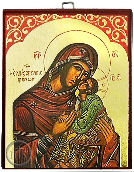 HolyTrinityStore Image - Virgin Mary of Tenderness (Sweet Kissing), Byzantine Greek Orthodox Mini Icon