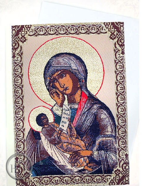 Product Photo - Virgin Mary & Child. Tapestry Icon Greeting Card with Envelope