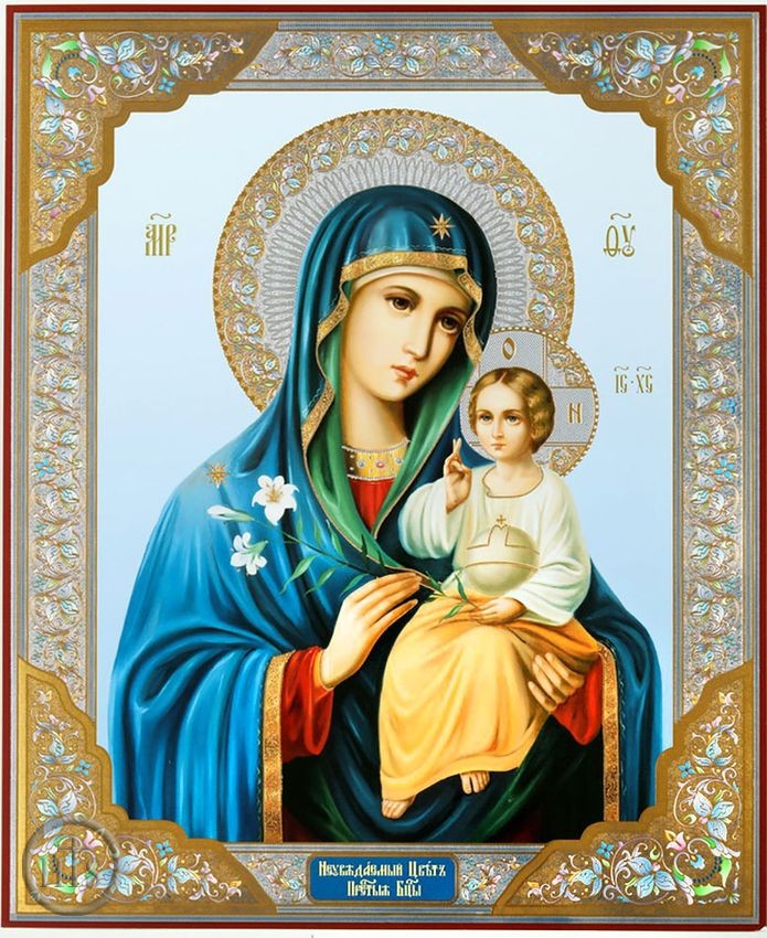 Product Photo - Virgin Mary the Eternal Bloom, Gold Foil Icon on Thin Wood