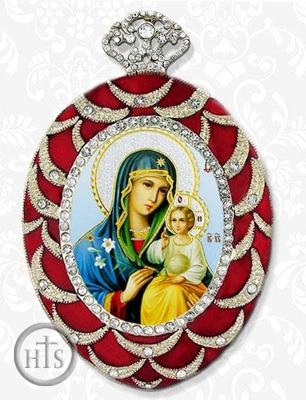 HolyTrinityStore Image - Virgin Mary The Eternal Bloom, Egg Shape Framed Ornament Icon 