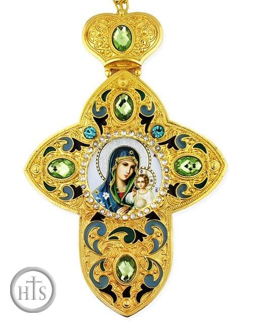 Product Image - Virgin Mary the Eternal Bloom, Faberge Style Framed Cross With Icon