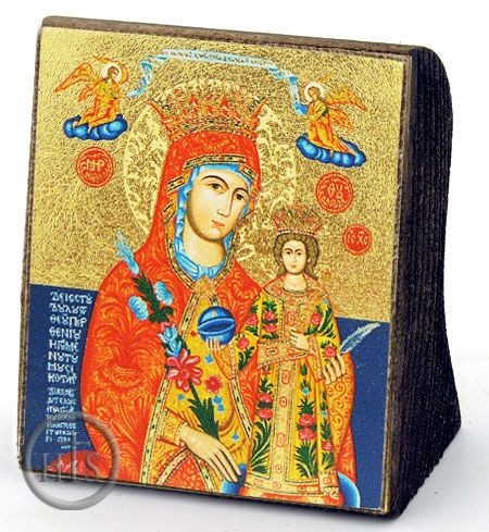Pic - Virgin Mary The Fragrant Flower (Unfading Blossom), Serigraph Mini Icon, Bronze Leaf