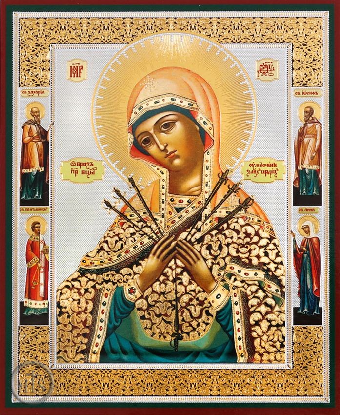 Image - Virgin Mary of Sorrows with Saints, Orthodox Mini Icon