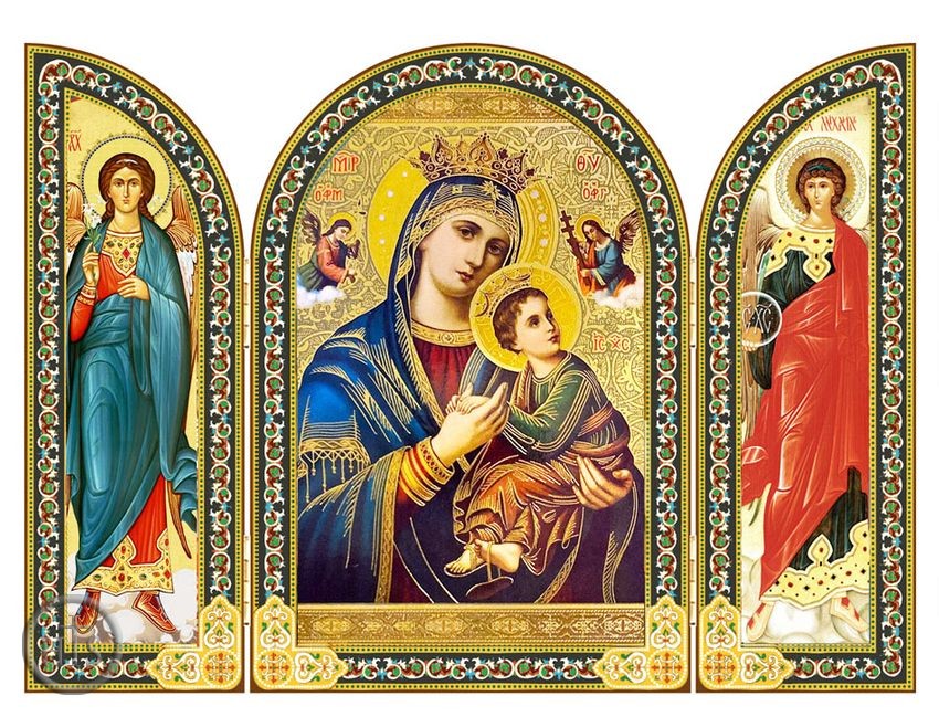 Product Pic - Virgin Mary The Perpetual Help, Icon Triptych With Archangel and Guardian Angel