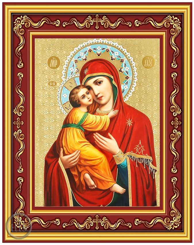 Photo - Virgin of Vladimir, Gold Foil Orthodox Icon in Frame 