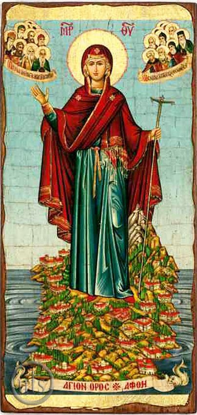 HolyTrinityStore Picture - Virgin Mary of Athos, Greek Serigraph Orthodox Panel Icon