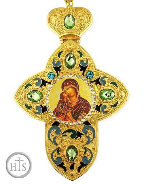 Product Photo - Virgin Mary Donskaya,  Faberge Style Framed Cross With Icon