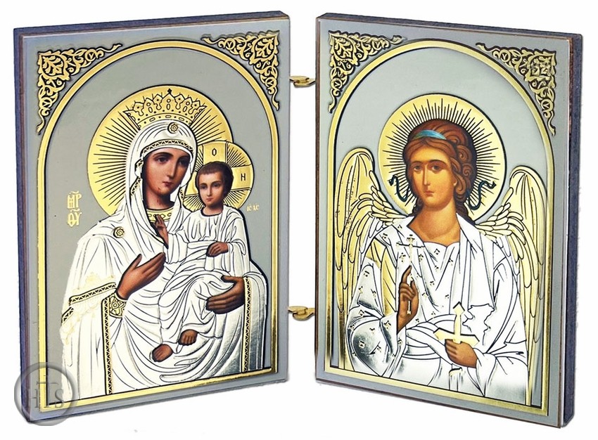 HolyTrinityStore Photo - Guardian Angel and Virgin Mary of Iveron, Mini Diptych