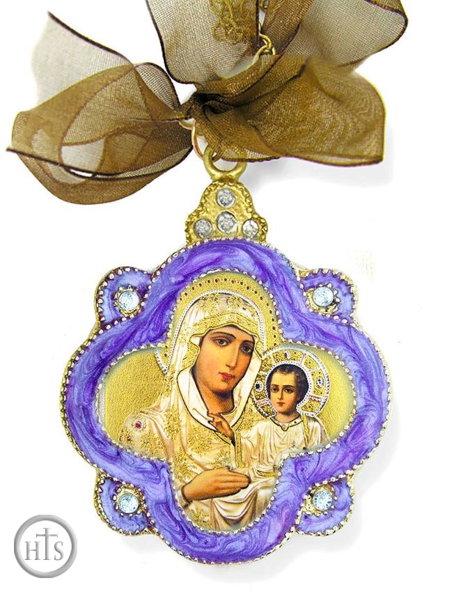 Product Picture - Virgin of Jerusalem, Enamel Framed Icon Ornament