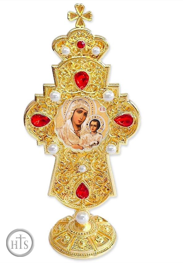 Product Image - Virgin of Jerusalem, Jeweled Standing Cross, 7 Inch
