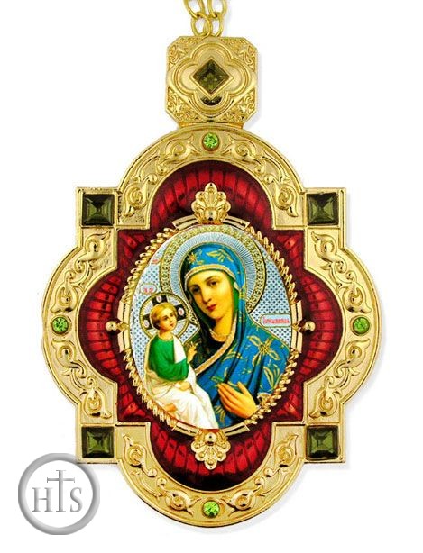 HolyTrinity Pic - Virgin of Jerusalem, Jeweled  Icon Pendant with Chain
