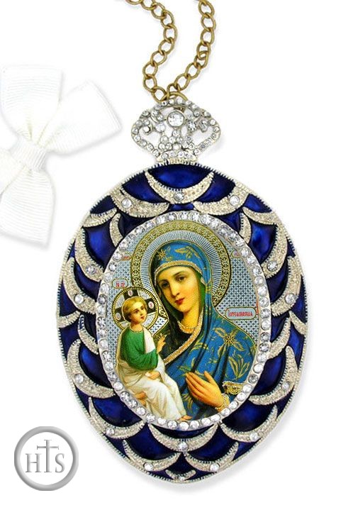 HolyTrinityStore Picture - Virgin of Jerusalem, Egg Shaped Ornament Icon