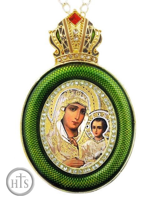Picture - Virgin Of Jerusalem, Egg Shape Framed Ornament Icon 