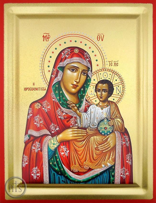 Product Picture - Virgin Of Jerusalem, Serigraph Orthodox Icon with Stand
