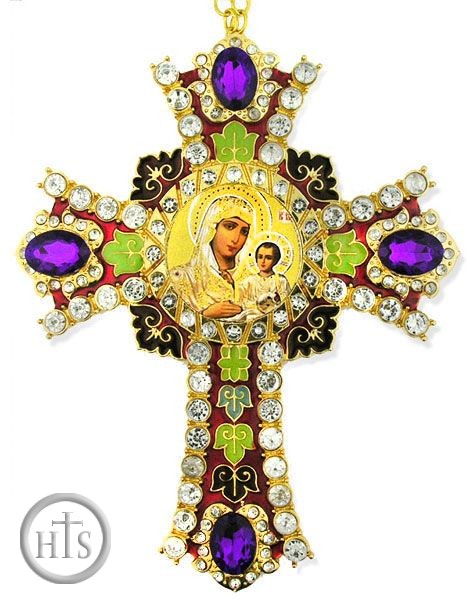 HolyTrinityStore Picture - Virgin of Jerusalem Icon in  Jeweled Wall Cross