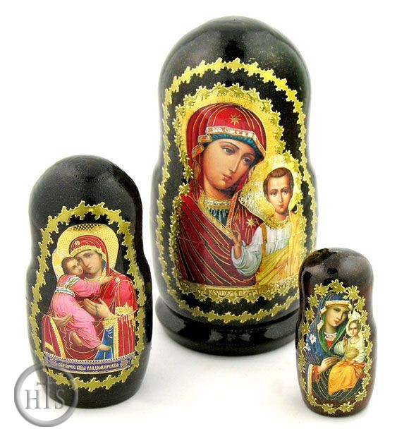 Image - Virgin of Kazan, 3 Nested Icon Doll