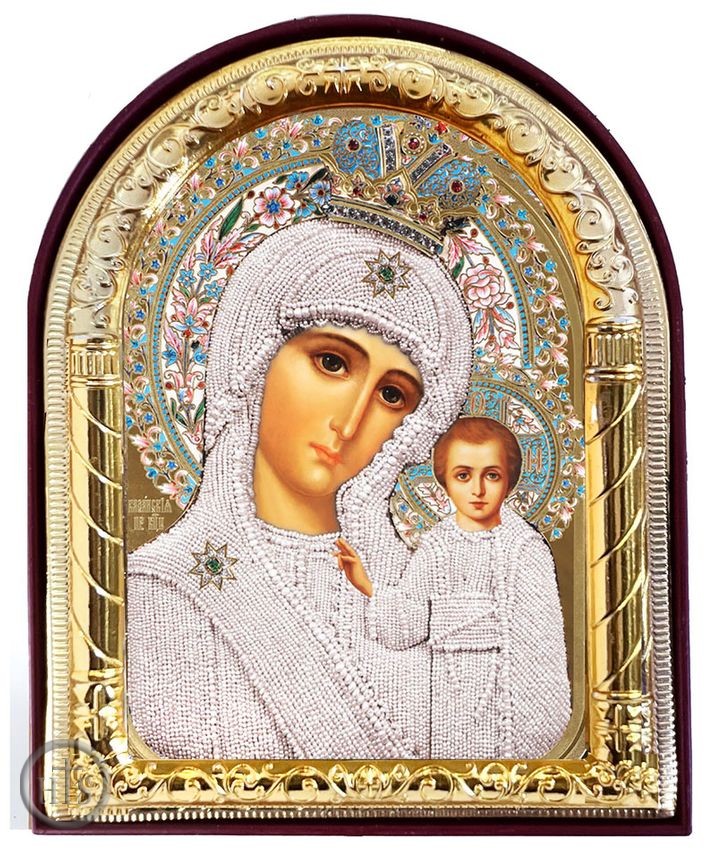 HolyTrinity Pic - Virgin of Kazan, Arched Orthodox Icon with Stand