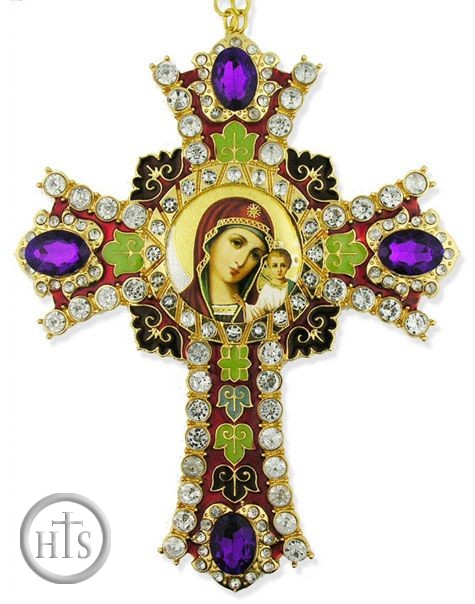 Pic - Virgin of Kazan Icon in  Jeweled Wall Cross 