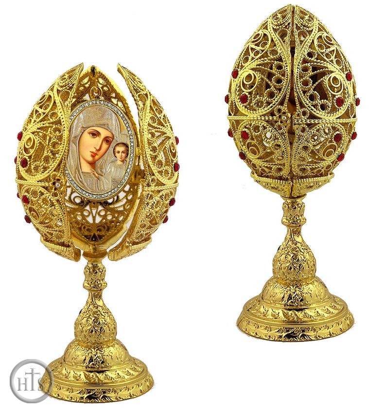 Product Photo - Virgin of Kazan, Filigree Style Icon Egg, 6
